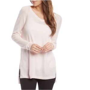 SMARTWOOL Palisade Trail Merino Wool V-neck Tunic Sweater Pointelle Pink Small